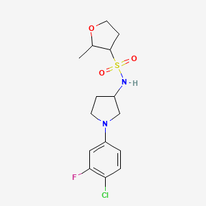 molecular formula C15H20ClFN2O3S B7082980 N-[1-(4-chloro-3-fluorophenyl)pyrrolidin-3-yl]-2-methyloxolane-3-sulfonamide 
