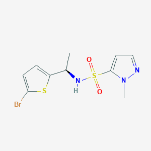 molecular formula C10H12BrN3O2S2 B7082982 N-[(1R)-1-(5-bromothiophen-2-yl)ethyl]-2-methylpyrazole-3-sulfonamide 