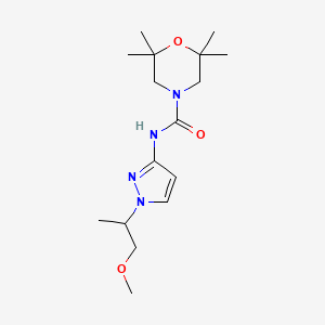 molecular formula C16H28N4O3 B7083103 N-[1-(1-methoxypropan-2-yl)pyrazol-3-yl]-2,2,6,6-tetramethylmorpholine-4-carboxamide 