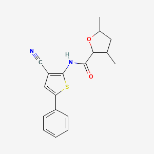 molecular formula C18H18N2O2S B7083127 N-(3-cyano-5-phenylthiophen-2-yl)-3,5-dimethyloxolane-2-carboxamide 