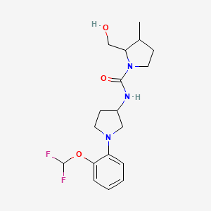 molecular formula C18H25F2N3O3 B7083235 N-[1-[2-(difluoromethoxy)phenyl]pyrrolidin-3-yl]-2-(hydroxymethyl)-3-methylpyrrolidine-1-carboxamide 