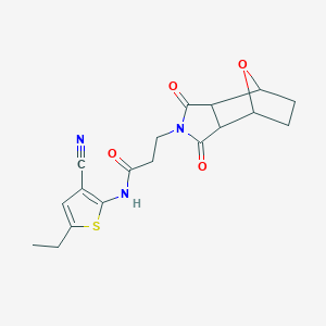molecular formula C18H19N3O4S B7083318 N-(3-cyano-5-ethylthiophen-2-yl)-3-(1,3-dioxo-3a,4,5,6,7,7a-hexahydro-4,7-epoxyisoindol-2-yl)propanamide 