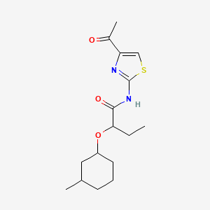 molecular formula C16H24N2O3S B7083321 N-(4-acetyl-1,3-thiazol-2-yl)-2-(3-methylcyclohexyl)oxybutanamide 
