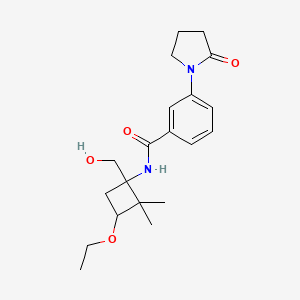 molecular formula C20H28N2O4 B7083502 N-[3-ethoxy-1-(hydroxymethyl)-2,2-dimethylcyclobutyl]-3-(2-oxopyrrolidin-1-yl)benzamide 