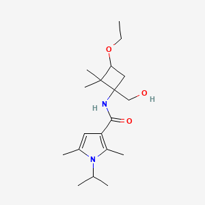 molecular formula C19H32N2O3 B7083516 N-[3-ethoxy-1-(hydroxymethyl)-2,2-dimethylcyclobutyl]-2,5-dimethyl-1-propan-2-ylpyrrole-3-carboxamide 