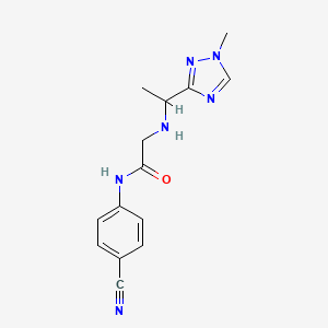 molecular formula C14H16N6O B7083553 N-(4-cyanophenyl)-2-[1-(1-methyl-1,2,4-triazol-3-yl)ethylamino]acetamide 