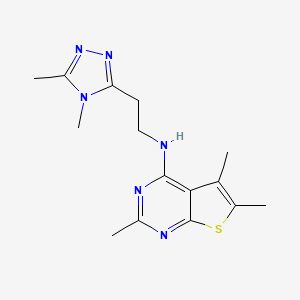 molecular formula C15H20N6S B7083590 N-[2-(4,5-dimethyl-1,2,4-triazol-3-yl)ethyl]-2,5,6-trimethylthieno[2,3-d]pyrimidin-4-amine 