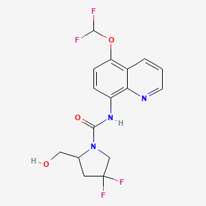 molecular formula C16H15F4N3O3 B7083618 N-[5-(difluoromethoxy)quinolin-8-yl]-4,4-difluoro-2-(hydroxymethyl)pyrrolidine-1-carboxamide 