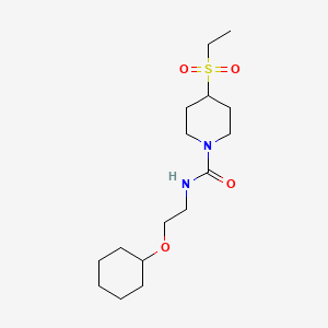 molecular formula C16H30N2O4S B7083643 N-(2-cyclohexyloxyethyl)-4-ethylsulfonylpiperidine-1-carboxamide 