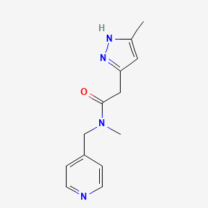 molecular formula C13H16N4O B7083713 N-methyl-2-(5-methyl-1H-pyrazol-3-yl)-N-(pyridin-4-ylmethyl)acetamide 