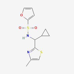 molecular formula C12H14N2O3S2 B7083775 N-[cyclopropyl-(4-methyl-1,3-thiazol-2-yl)methyl]furan-2-sulfonamide 