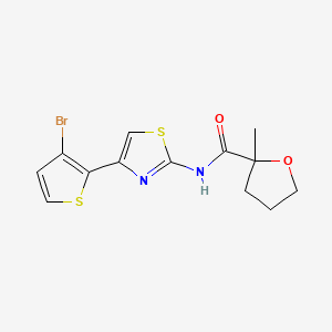 molecular formula C13H13BrN2O2S2 B7083829 N-[4-(3-bromothiophen-2-yl)-1,3-thiazol-2-yl]-2-methyloxolane-2-carboxamide 