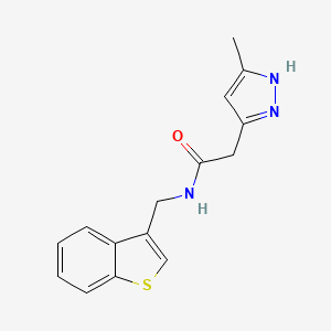 molecular formula C15H15N3OS B7083859 N-(1-benzothiophen-3-ylmethyl)-2-(5-methyl-1H-pyrazol-3-yl)acetamide 