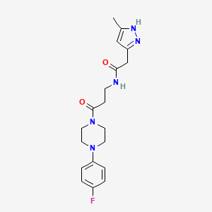 molecular formula C19H24FN5O2 B7083885 N-[3-[4-(4-fluorophenyl)piperazin-1-yl]-3-oxopropyl]-2-(5-methyl-1H-pyrazol-3-yl)acetamide 