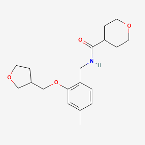 molecular formula C19H27NO4 B7083893 N-[[4-methyl-2-(oxolan-3-ylmethoxy)phenyl]methyl]oxane-4-carboxamide 