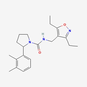 molecular formula C21H29N3O2 B7083916 N-[(3,5-diethyl-1,2-oxazol-4-yl)methyl]-2-(2,3-dimethylphenyl)pyrrolidine-1-carboxamide 