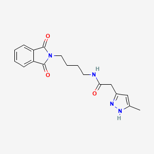 molecular formula C18H20N4O3 B7083926 N-[4-(1,3-dioxoisoindol-2-yl)butyl]-2-(5-methyl-1H-pyrazol-3-yl)acetamide 