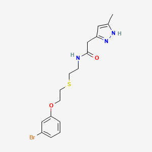 molecular formula C16H20BrN3O2S B7083931 N-[2-[2-(3-bromophenoxy)ethylsulfanyl]ethyl]-2-(5-methyl-1H-pyrazol-3-yl)acetamide 