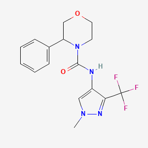 molecular formula C16H17F3N4O2 B7083965 N-[1-methyl-3-(trifluoromethyl)pyrazol-4-yl]-3-phenylmorpholine-4-carboxamide 