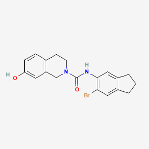molecular formula C19H19BrN2O2 B7083988 N-(6-bromo-2,3-dihydro-1H-inden-5-yl)-7-hydroxy-3,4-dihydro-1H-isoquinoline-2-carboxamide 