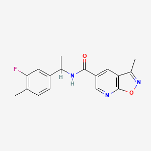 molecular formula C17H16FN3O2 B7084024 N-[1-(3-fluoro-4-methylphenyl)ethyl]-3-methyl-[1,2]oxazolo[5,4-b]pyridine-5-carboxamide 
