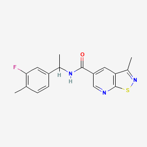 molecular formula C17H16FN3OS B7084057 N-[1-(3-fluoro-4-methylphenyl)ethyl]-3-methyl-[1,2]thiazolo[5,4-b]pyridine-5-carboxamide 