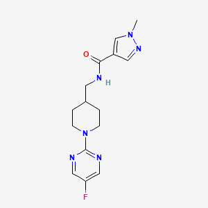 molecular formula C15H19FN6O B7084143 N-[[1-(5-fluoropyrimidin-2-yl)piperidin-4-yl]methyl]-1-methylpyrazole-4-carboxamide 