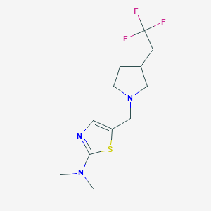 molecular formula C12H18F3N3S B7084152 N,N-dimethyl-5-[[3-(2,2,2-trifluoroethyl)pyrrolidin-1-yl]methyl]-1,3-thiazol-2-amine 
