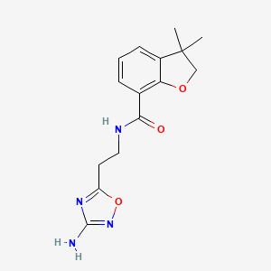 molecular formula C15H18N4O3 B7084337 N-[2-(3-amino-1,2,4-oxadiazol-5-yl)ethyl]-3,3-dimethyl-2H-1-benzofuran-7-carboxamide 