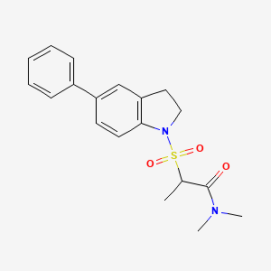 molecular formula C19H22N2O3S B7084411 N,N-dimethyl-2-[(5-phenyl-2,3-dihydroindol-1-yl)sulfonyl]propanamide 