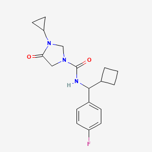 molecular formula C18H22FN3O2 B7084494 N-[cyclobutyl-(4-fluorophenyl)methyl]-3-cyclopropyl-4-oxoimidazolidine-1-carboxamide 