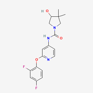 molecular formula C18H19F2N3O3 B7084530 N-[2-(2,4-difluorophenoxy)pyridin-4-yl]-4-hydroxy-3,3-dimethylpyrrolidine-1-carboxamide 
