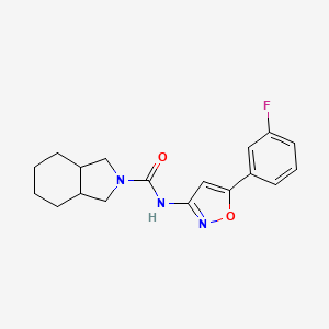 molecular formula C18H20FN3O2 B7084561 N-[5-(3-fluorophenyl)-1,2-oxazol-3-yl]-1,3,3a,4,5,6,7,7a-octahydroisoindole-2-carboxamide 