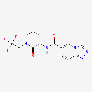 molecular formula C14H14F3N5O2 B7084572 N-[2-oxo-1-(2,2,2-trifluoroethyl)piperidin-3-yl]-[1,2,4]triazolo[4,3-a]pyridine-6-carboxamide 