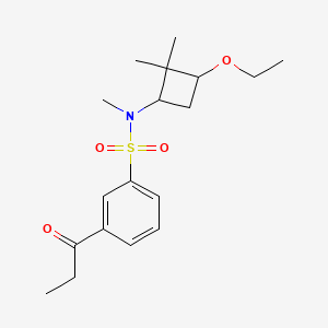 molecular formula C18H27NO4S B7084579 N-(3-ethoxy-2,2-dimethylcyclobutyl)-N-methyl-3-propanoylbenzenesulfonamide 