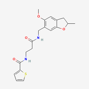 molecular formula C19H22N2O4S B7084592 N-[3-[(5-methoxy-2-methyl-2,3-dihydro-1-benzofuran-6-yl)methylamino]-3-oxopropyl]thiophene-2-carboxamide 