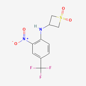 molecular formula C10H9F3N2O4S B7084665 N-[2-nitro-4-(trifluoromethyl)phenyl]-1,1-dioxothietan-3-amine 