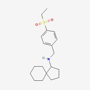 molecular formula C19H29NO2S B7084792 N-[(4-ethylsulfonylphenyl)methyl]spiro[4.5]decan-4-amine 