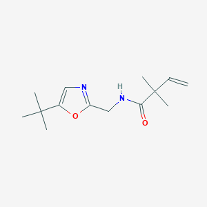 molecular formula C14H22N2O2 B7084873 N-[(5-tert-butyl-1,3-oxazol-2-yl)methyl]-2,2-dimethylbut-3-enamide 