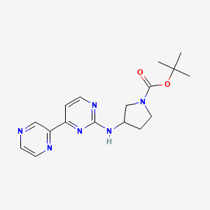 molecular formula C17H22N6O2 B7084919 Tert-butyl 3-[(4-pyrazin-2-ylpyrimidin-2-yl)amino]pyrrolidine-1-carboxylate 