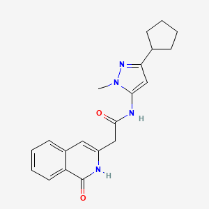 molecular formula C20H22N4O2 B7084966 N-(5-cyclopentyl-2-methylpyrazol-3-yl)-2-(1-oxo-2H-isoquinolin-3-yl)acetamide 