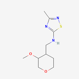 molecular formula C10H17N3O2S B7085034 N-[(3-methoxyoxan-4-yl)methyl]-3-methyl-1,2,4-thiadiazol-5-amine 