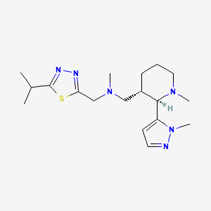 molecular formula C18H30N6S B7085222 N-methyl-1-[(2R,3S)-1-methyl-2-(2-methylpyrazol-3-yl)piperidin-3-yl]-N-[(5-propan-2-yl-1,3,4-thiadiazol-2-yl)methyl]methanamine 