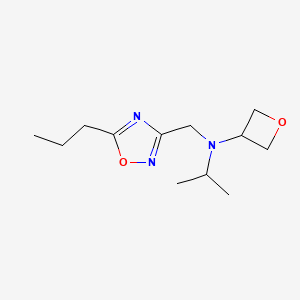 molecular formula C12H21N3O2 B7085325 N-propan-2-yl-N-[(5-propyl-1,2,4-oxadiazol-3-yl)methyl]oxetan-3-amine 