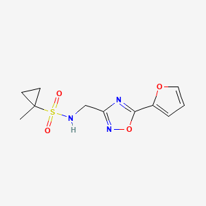 molecular formula C11H13N3O4S B7085334 N-[[5-(furan-2-yl)-1,2,4-oxadiazol-3-yl]methyl]-1-methylcyclopropane-1-sulfonamide 