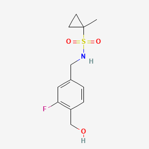 molecular formula C12H16FNO3S B7085380 N-[[3-fluoro-4-(hydroxymethyl)phenyl]methyl]-1-methylcyclopropane-1-sulfonamide 