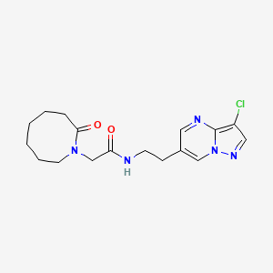 molecular formula C17H22ClN5O2 B7085604 N-[2-(3-chloropyrazolo[1,5-a]pyrimidin-6-yl)ethyl]-2-(2-oxoazocan-1-yl)acetamide 