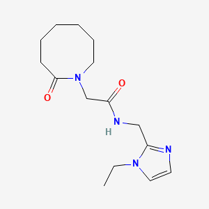 molecular formula C15H24N4O2 B7085662 N-[(1-ethylimidazol-2-yl)methyl]-2-(2-oxoazocan-1-yl)acetamide 