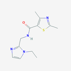 molecular formula C12H16N4OS B7085690 N-[(1-ethylimidazol-2-yl)methyl]-2,4-dimethyl-1,3-thiazole-5-carboxamide 