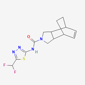 molecular formula C14H16F2N4OS B7085812 N-[5-(difluoromethyl)-1,3,4-thiadiazol-2-yl]-4-azatricyclo[5.2.2.02,6]undec-8-ene-4-carboxamide 